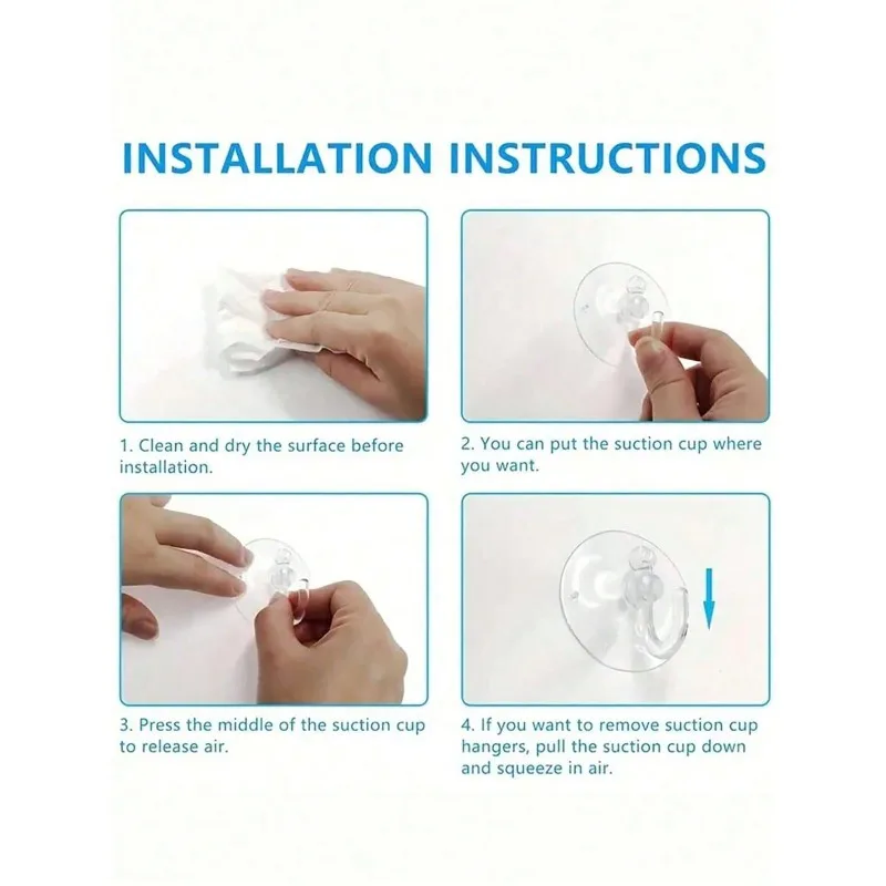 3cm Clear Suction Cup Hooks-Heavy-Duty Waterproof Adhesive-Free Hangers for Glass/Tile/Walls,Perfect for Kitchen/Bathroom