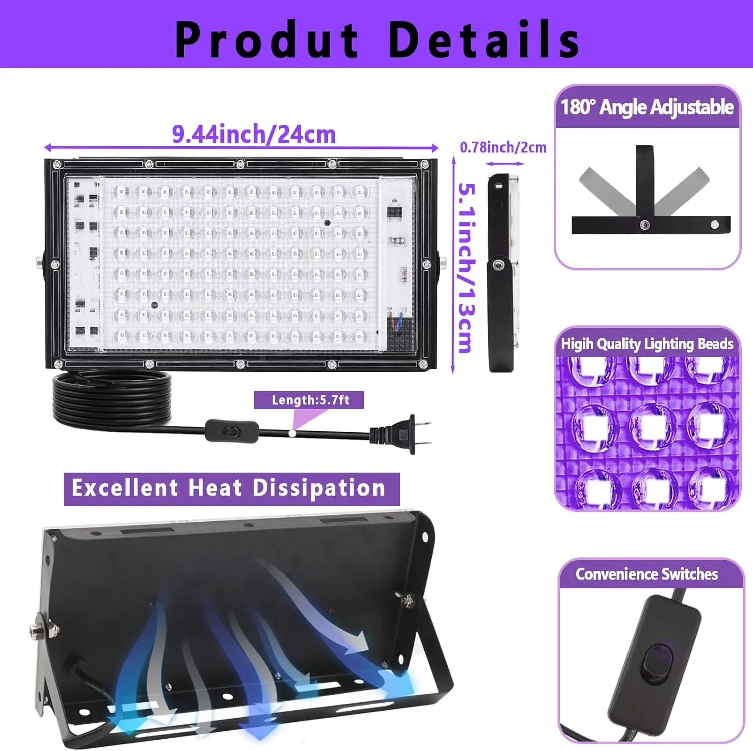 50W LED UV 스크린 인쇄 노광기 110V 220V 라이트 스탠드 사진 감광액 경화 램프 감광액 시아노타입 사무용품