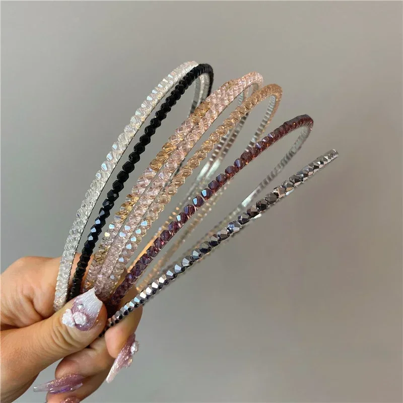 Cute High-level Crystal Bezel Headwear for Women Girls Headband Kwali Hairbands Hoop for Wedding Holiday Party Hair Accessories