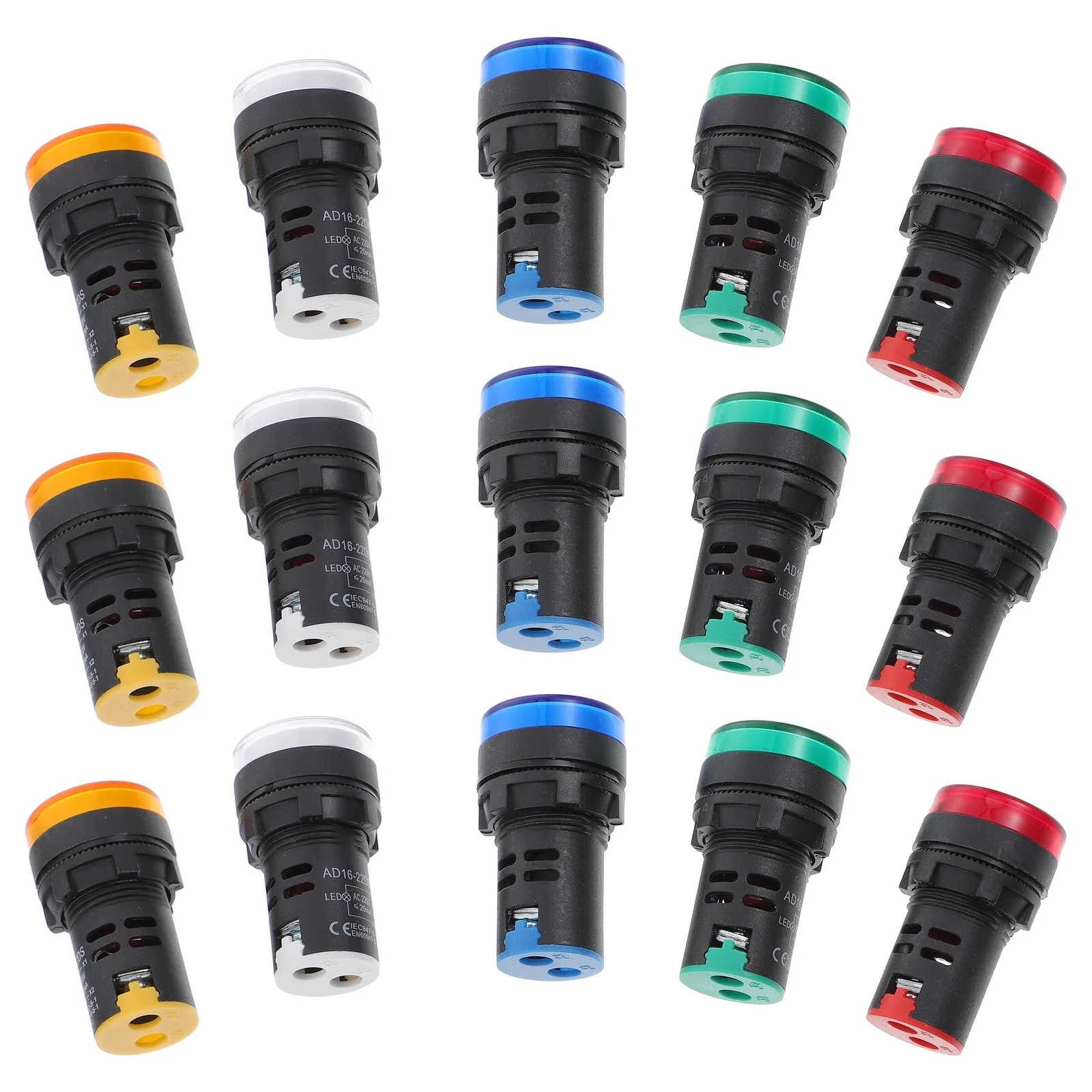 15Pcs 신호등 원형 표시 램프 LED 22Mm 패널 교체용 고휘도 플라스틱 신호 표시기