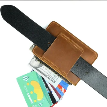 Borse da cintura piccole in pelle nera di design per carte e portamonete Marsupio in pelle di vacchetta per custodia protettiva da uomo 1