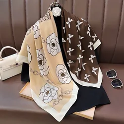 Luxurious Floral Twill Silk Scarf for Women - Elegant Spring/Autumn Accessory (1)