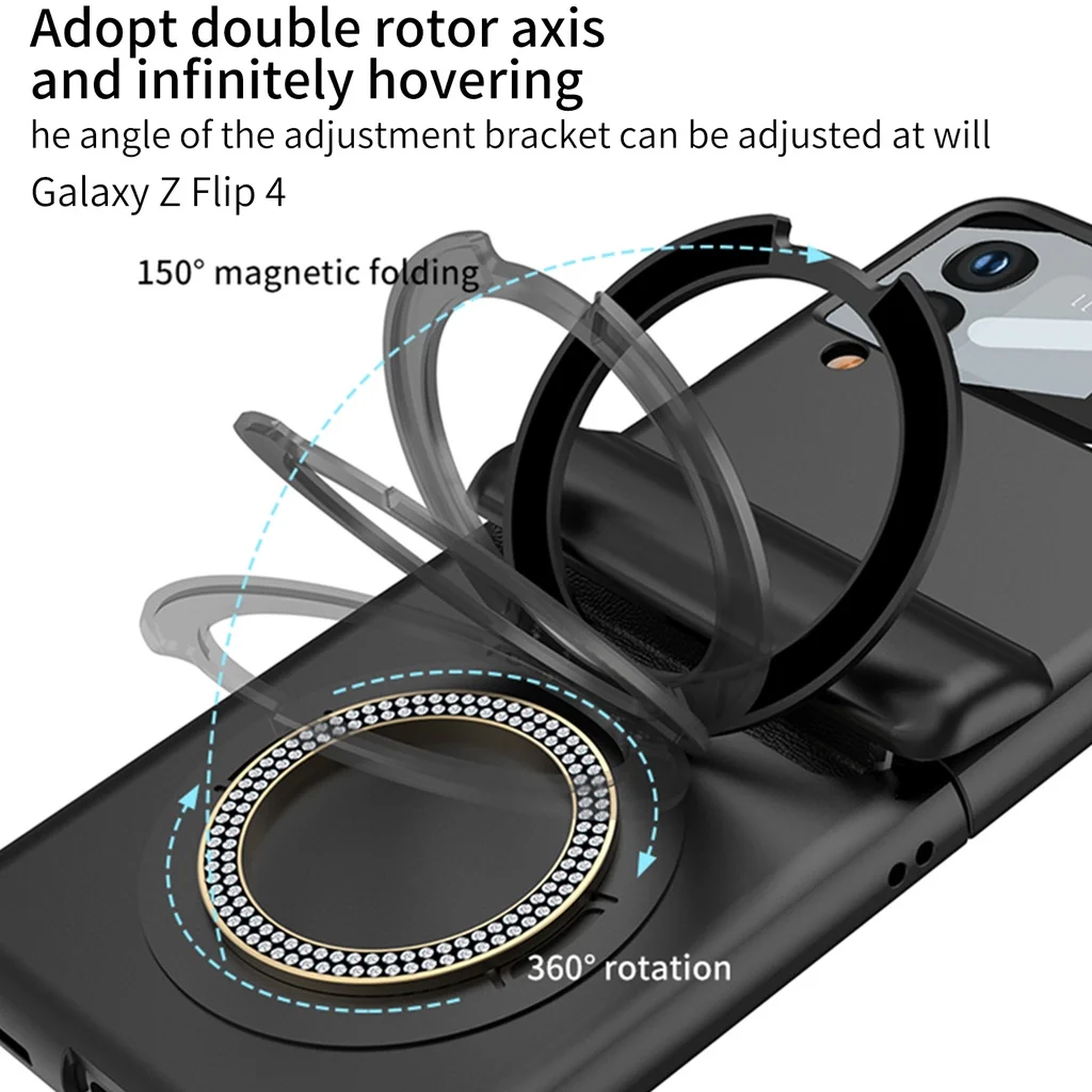 For Samsung Galaxy Z Flip 4 Flip4 5G Case Magnetic Hinge Shockproof Protector Full Protection Phone Cover With Ring Holder