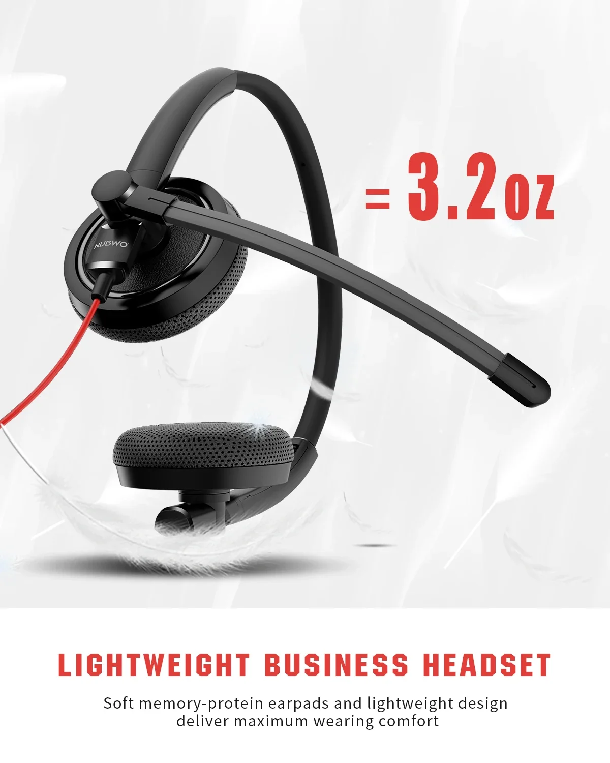 S598c93e064414650b51bfc5227d86e18u NUBWO HW01 USB Headphone Call Center Computer Headset with Mic Noise Cancelling for Laptop, Lightweight PC Wired Headphones