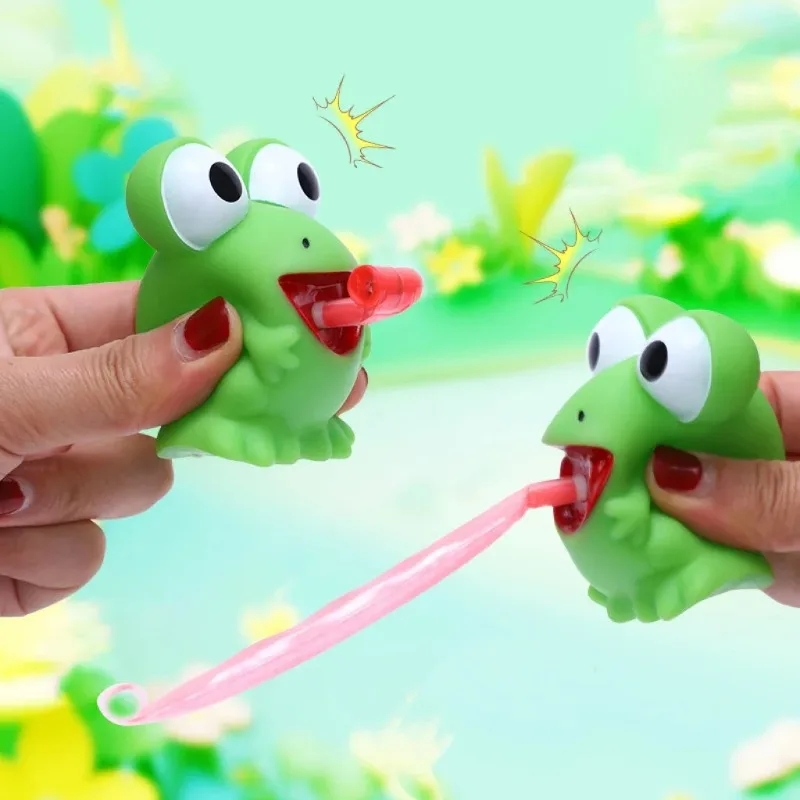 Tongue-Out Frog & Dinosaur Squishy Toy - BB Sound Creative Novelty Gadget, Slow Rising Stress Relief Decompression Funny Toy