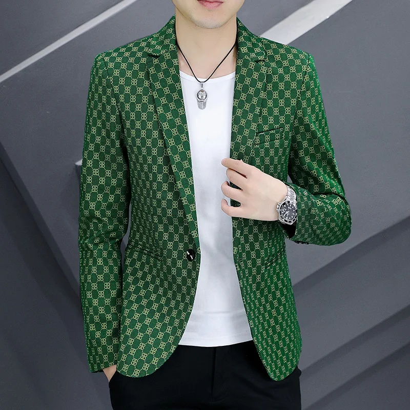 

2023Boutique four seasons new fashion men's small suit set Korean version slimming trend hair stylist social guy small coat man
