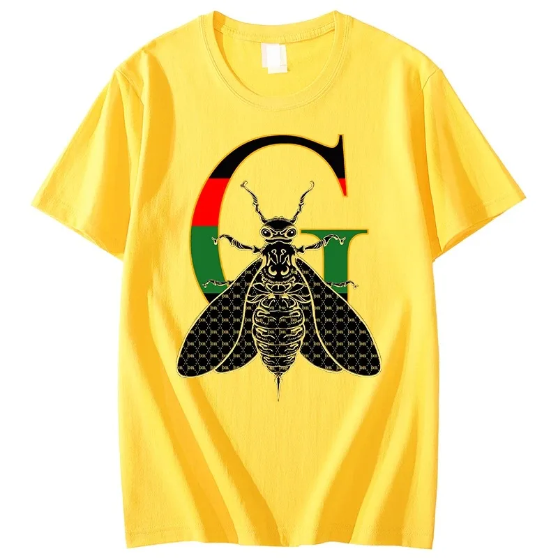 

2024 Newest Men's Summer Luxury Bee Print Y2k T-shirt Ladies Short Sleeved Tees Clothing Loose Pure100%Cotton Soft Tops Overside