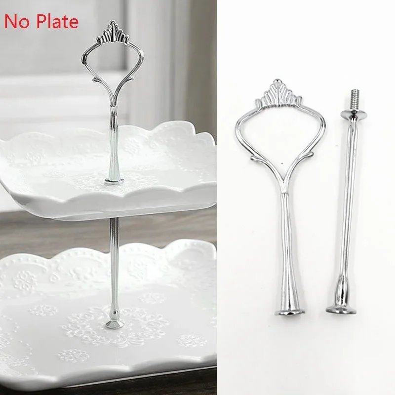 2/3 Tier Glass Stand Afternoon Tea Wedding Plates Party Tableware Golden/Silver Tier Cake Plate Stand Cupcake No Plate cake decorating tools,cake stand,cake baking tools,cake making tools