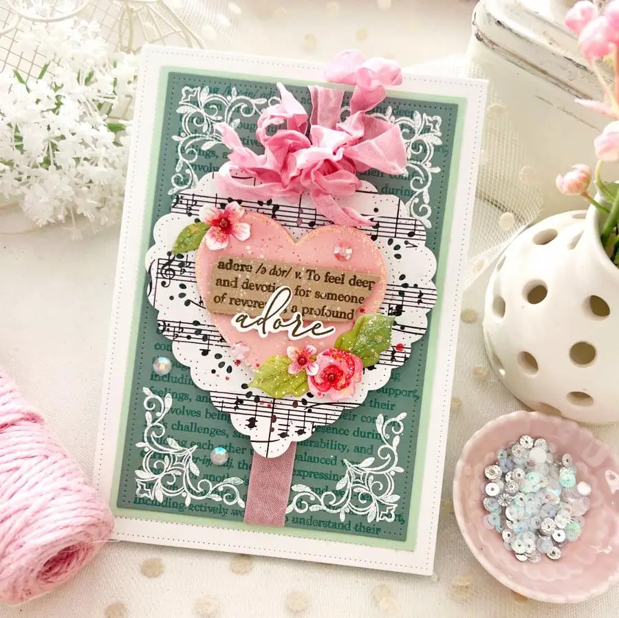 발렌타인데이 큰 감정: 사랑의 정의 스탬프 다이 반영: 조슈아 하트 다이 스텐실 DIY 스크랩북 웨딩 카드