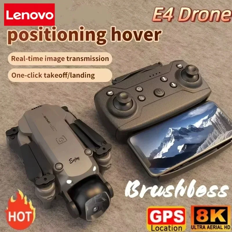 Drone Lenovo E4 8K HD Ceamara Dúbailte GPS Seachaint Bacainní