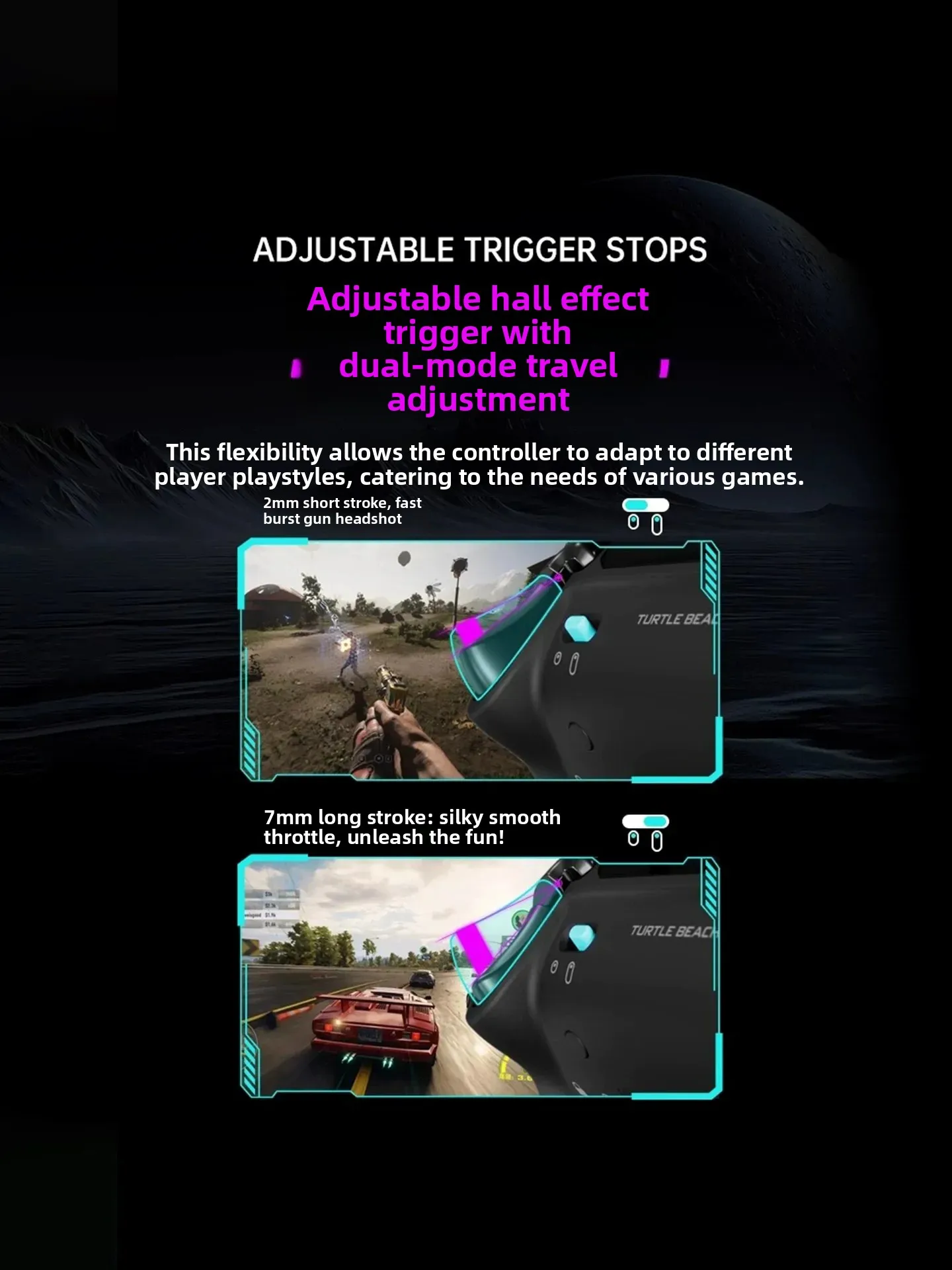 터틀 비치 STEALTH PIVOT 홀 조이스틱 게임 컨트롤러 트라이 모드 블루투스 플립 무선 스마트 게임패드 PC/Xbox 선물용