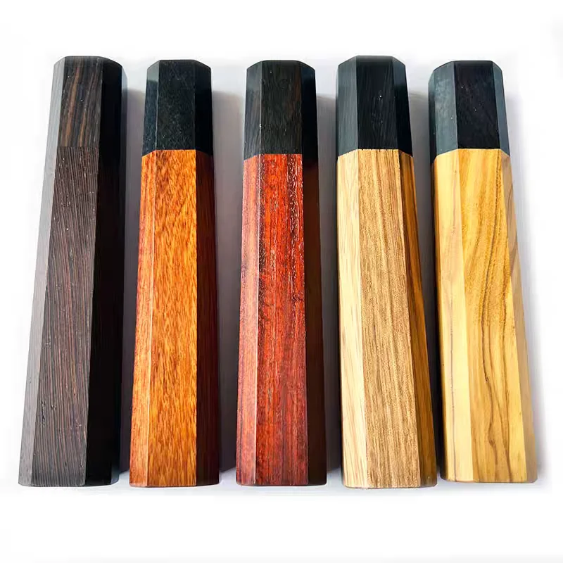 1 Stück Japanischer Klassischer Achteckiger DIY Halbfertiger Handgefertigter Damaszener Stahl Holzmaterial Küchenmessergriff
