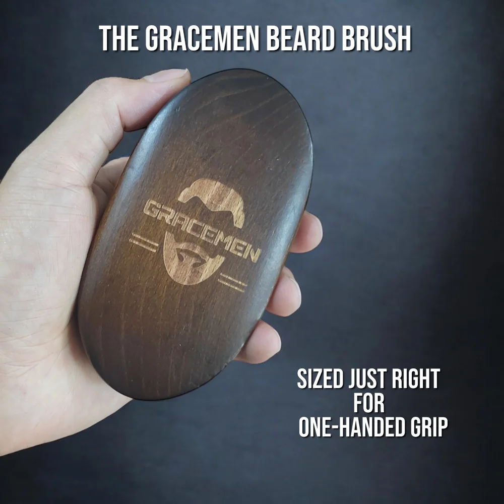 The Gracemen Beard Kit-Retro Beard Brush &Handle Wooden Comb & Stainless Steel Scissors Grooming Set for Men With a Black Bag 3