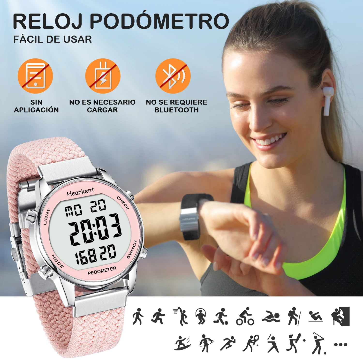 Hearkent podómetro relojes deportivos contador de pasos reloj