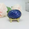 SHINNYGIFTS Easter Gift Boxes Pewter Enamel Faberge Egg Jewelry Gift Box Egg Shape Trinket Boxes 6