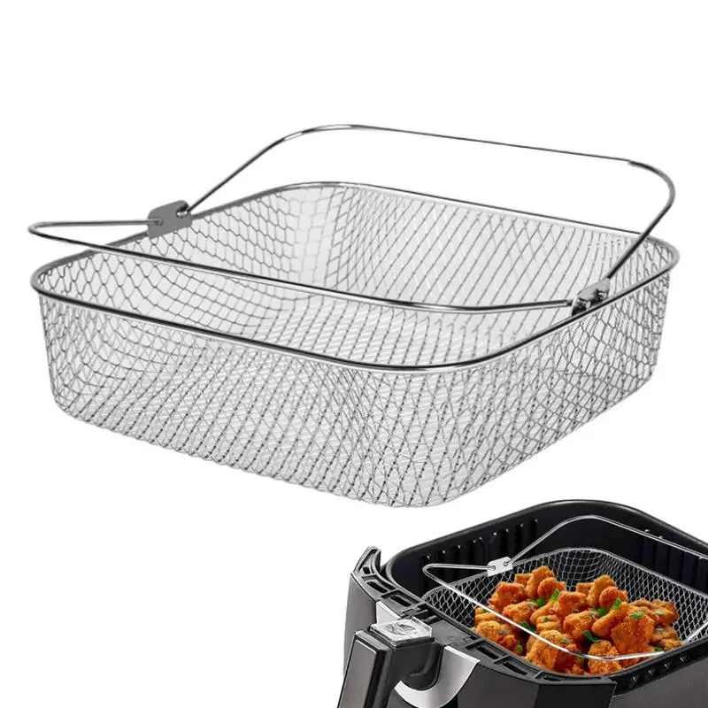 

Air Fryer Basket Household Electric Oven Stainless Steel Mesh Basket Durable Steamer Basket Rustproof Grill Basket With Handles