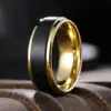 Black 8MM Tungsten Carbide Rings For Women Men Couple Wedding Ring Gold Color Edge Band Boy Dad Son Size 6-14 1