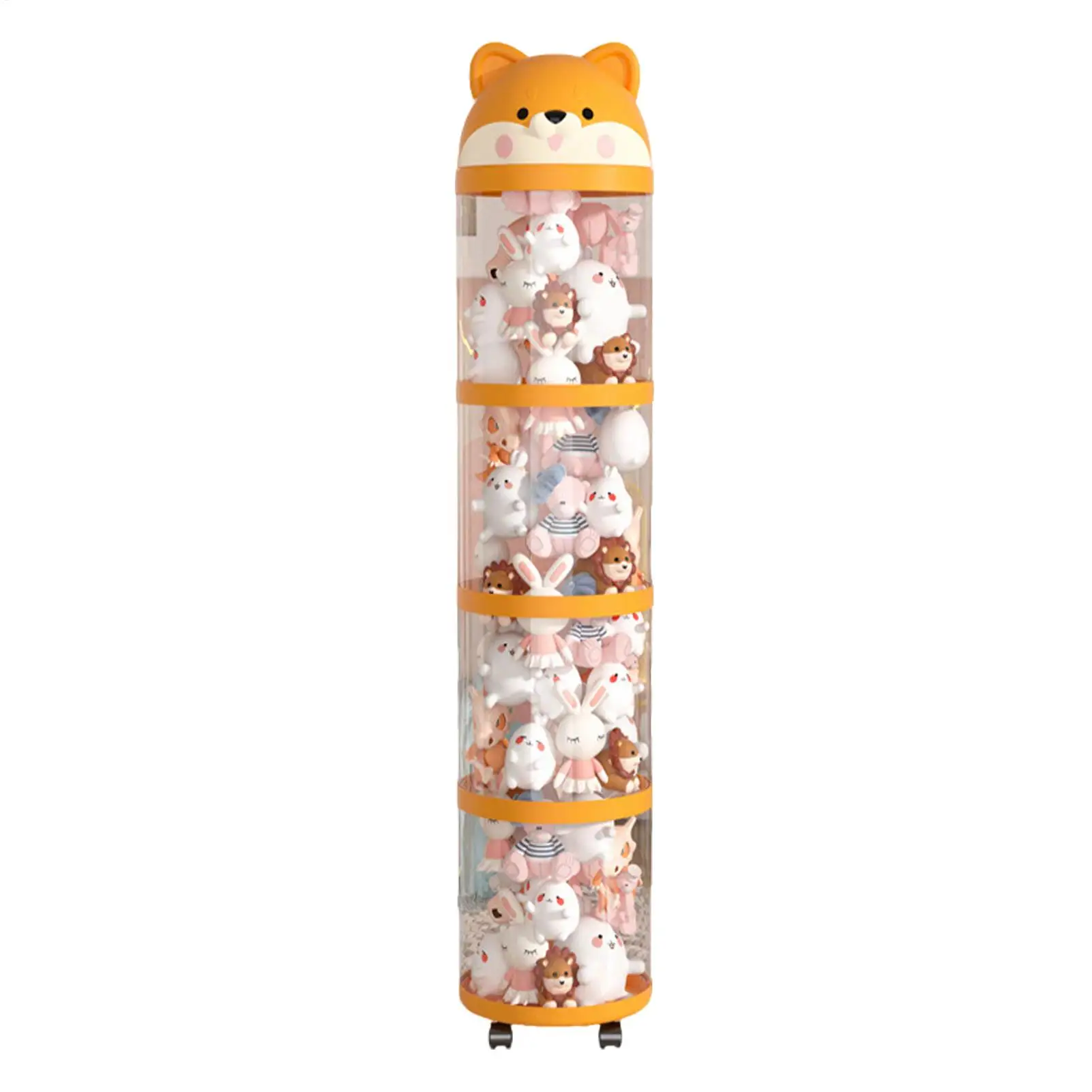 Plush Storage Organizer Toy Tube Stuffed Animal Storage Large Capacity Clear Container with Wheels Stuffy Holder Cute Room Decor