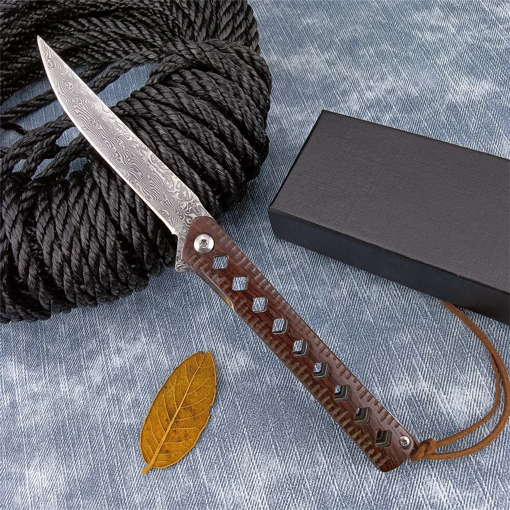 

High Hardness VG10 Damascus Steel Knife Wood Handle Sharp Outdoor Wilderness Survival Tactics Self-Defense Practical EDC Tool