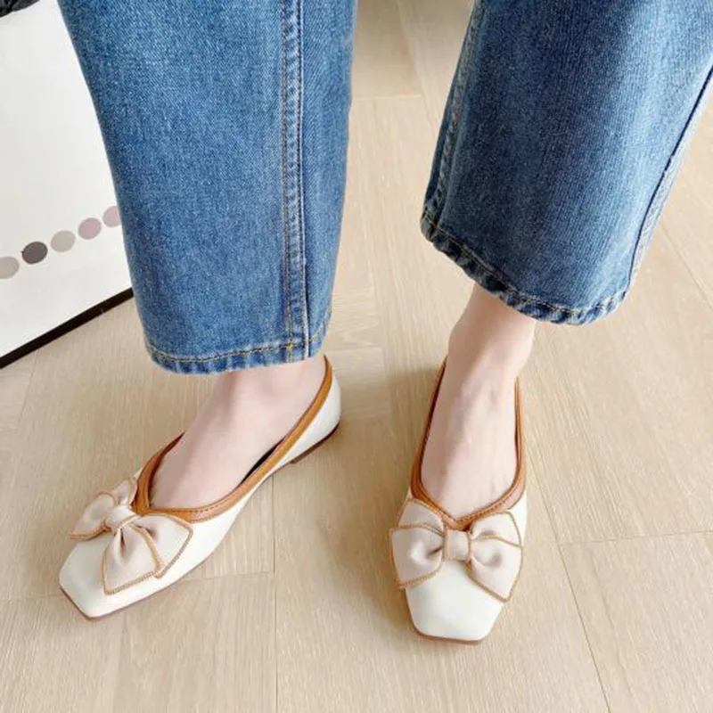 Fashion Flats for Women Single Shoes Butterfly-knot Soft Comfortable Women Flats Slip-on Ladies Boat Shoes Plus Size 41 A4883 3