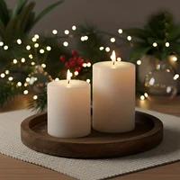 Сервировочный поднос — круглая деревянная тарелка в стиле фермерского дома для кухонной столешницы, центральная часть журнального столика, свечи и декор (11,2 и 7,9 дюйма) — изображение 4