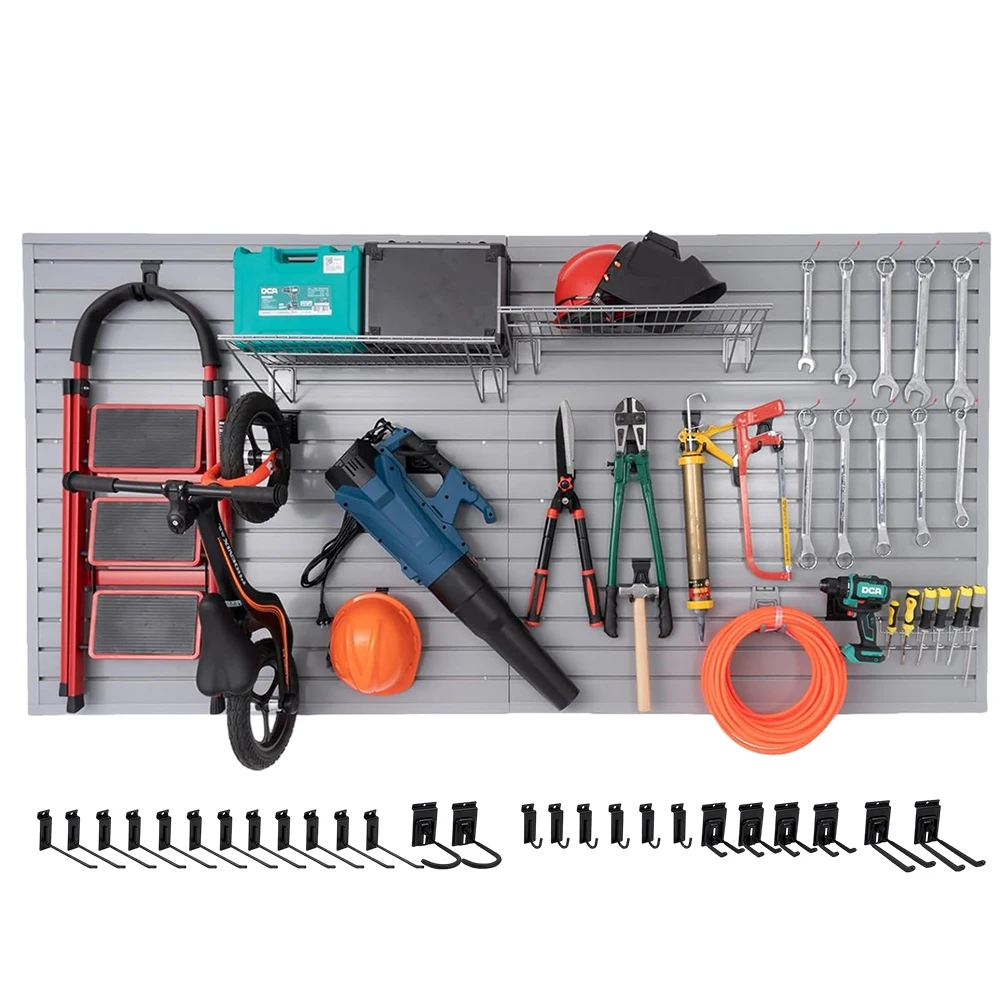 32 Sq Ft PVC Slatwall Organization System 4ft x 8ft 26 Heavy Duty Hooks Garage Home Retail Guitar Shop Storage Panels