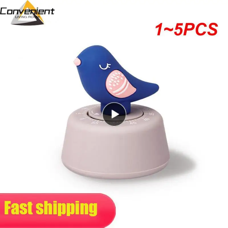 

1~5PCS Bird Timer Reminder Countdown Stopwatch Alarm 60 Minute Kitchen Cooking Learning Timers Mechanical Wind-up Counter Alarm