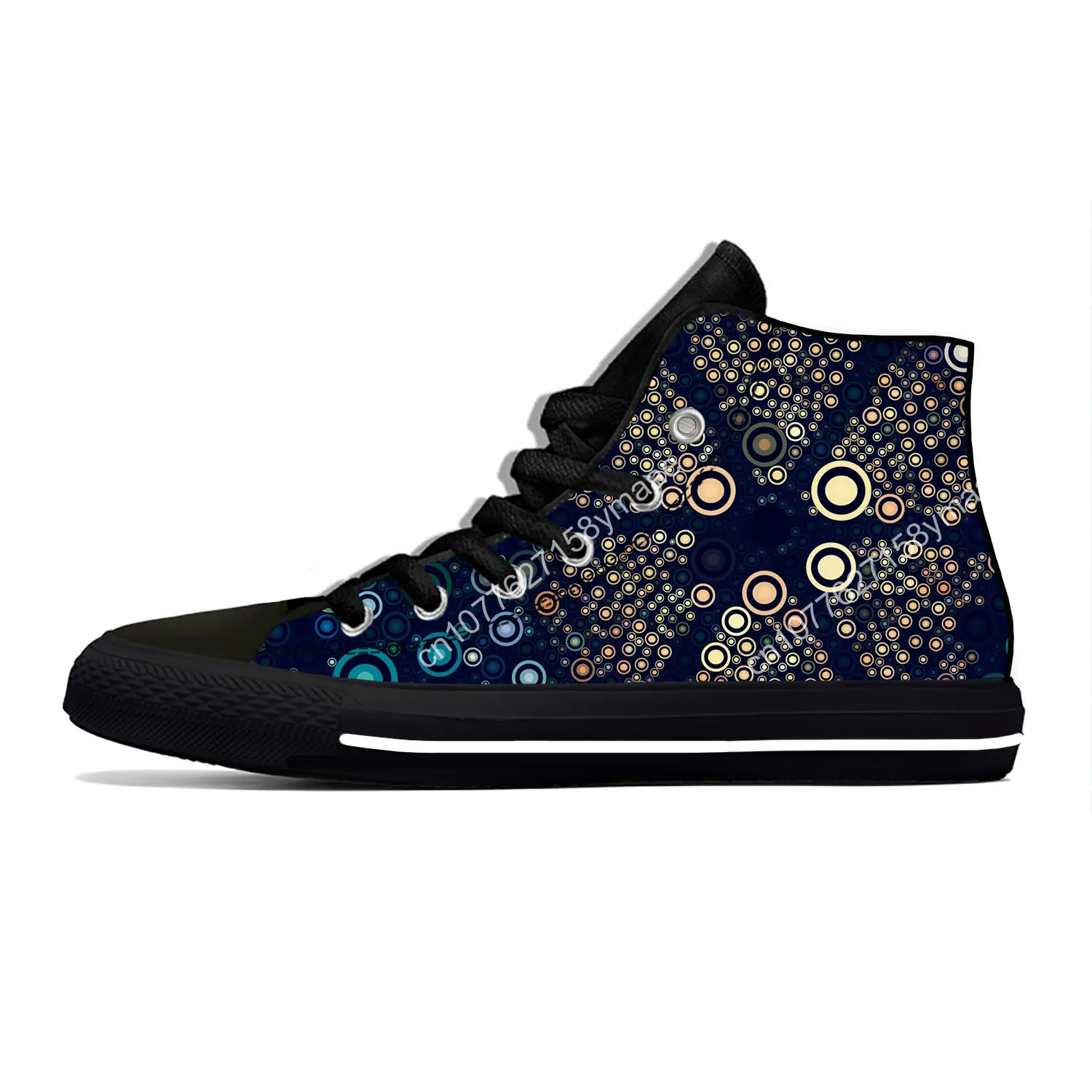 Hot Colors Bubble Multicolor Abstract Retro Spot Fashion High Top Canvas Shoes Men Women Casual Breathable Sneakers Board Shoes