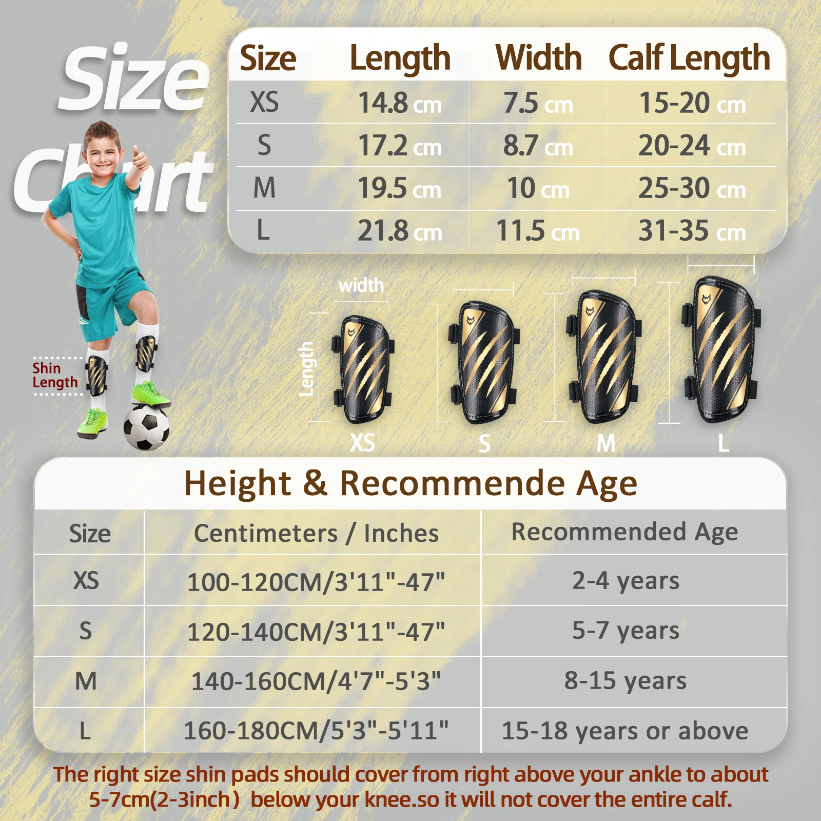 WVVOU Kids Shin Guards, Boys and Girls Soccer Shin Guards, Men's Soccer Guards with Double Adjustable Straps, Super Impact
