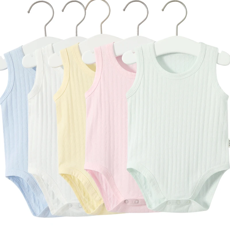 High Quality Soft Breathable 100% Cotton Sleeveless Baby Rompers Round-neck Summer Baby Bodysuit Plain Infant clothes High Quality Soft Breathable 100% Cotton Sleeveless Baby Rompers Round-neck Summer Baby Bodysuit Plain Infant clothes