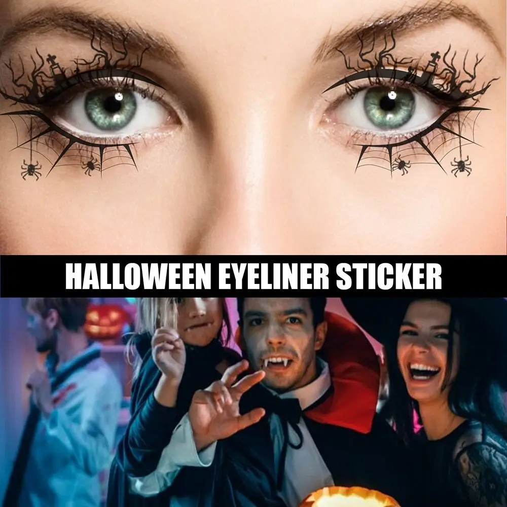 

Waterproof Halloween Eye Shadow Stickers Cobweb Self-adhesive Eye Tattoo Stickers Spider Reusable Eyeliner Stickers