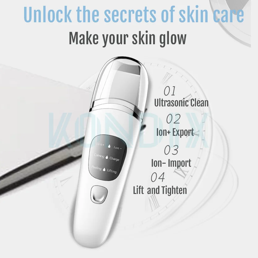 Ultrasonic Skin Scrubber Deep Facial Cleanser Acne Blackhead Remover Peeling Cavitation Beauty Instrument