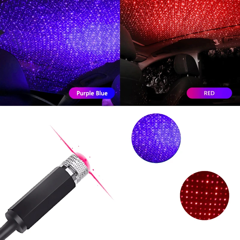 Usb Led Car Roof Atmosphere Star Sky Lights Proiettore Atmosphere Galaxy Lamp Auto Interior Ambient Accessori Per Luci Decorative