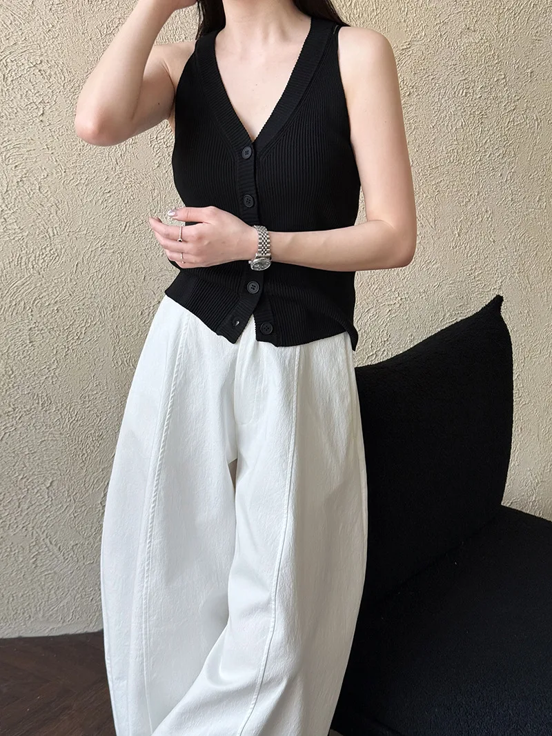 New Arrival 62% Cotton Women Big Wide Leg Pants High Waist Casual Stright Pants Female Women Clothes Trousers