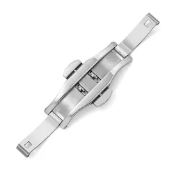 Stainless Steel Butterfly Deployment Buckle with Double Click Clasp - 27mm (Silver)