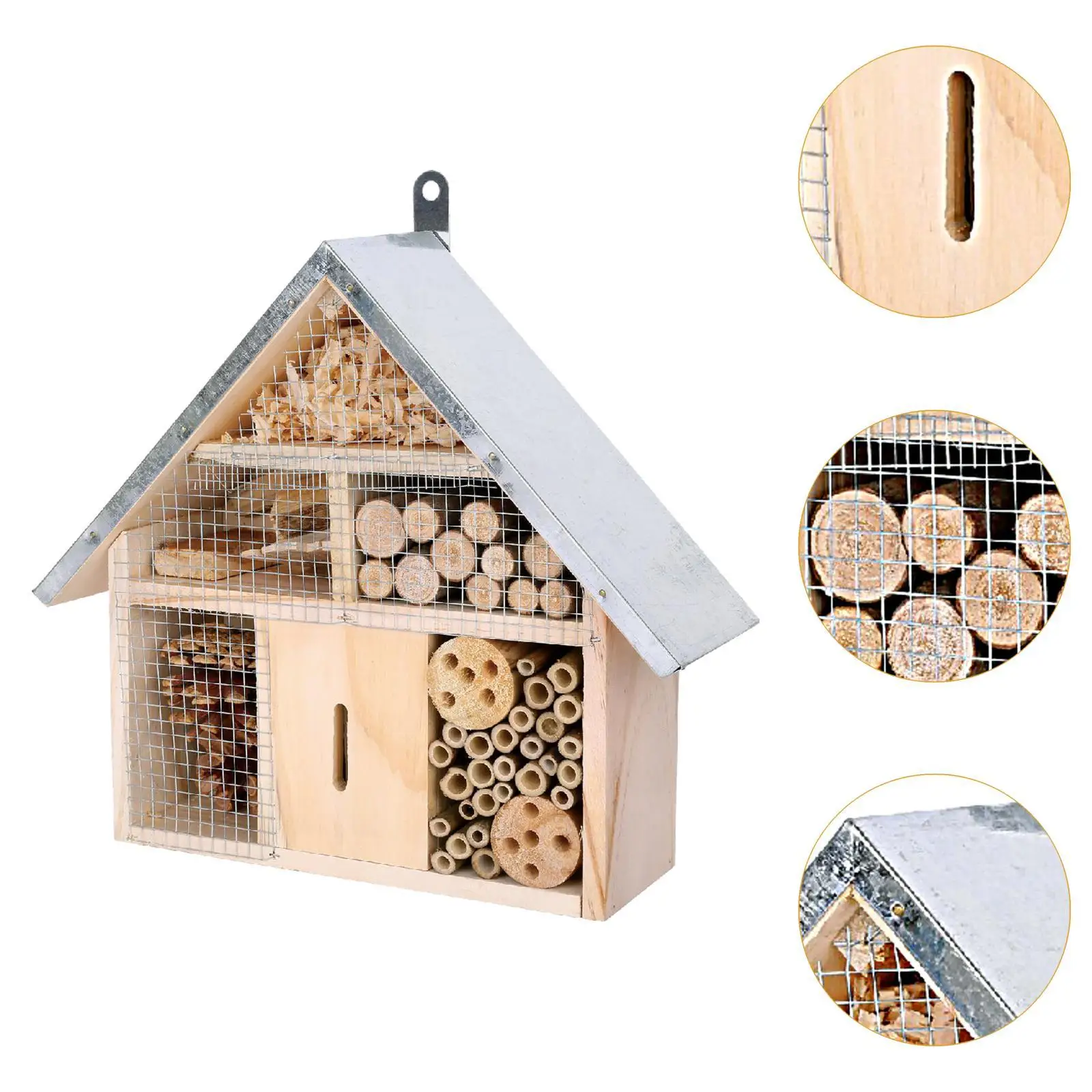 Wooden Bee House Breeding Natural Butterfly Hotel for Outdoor Fence