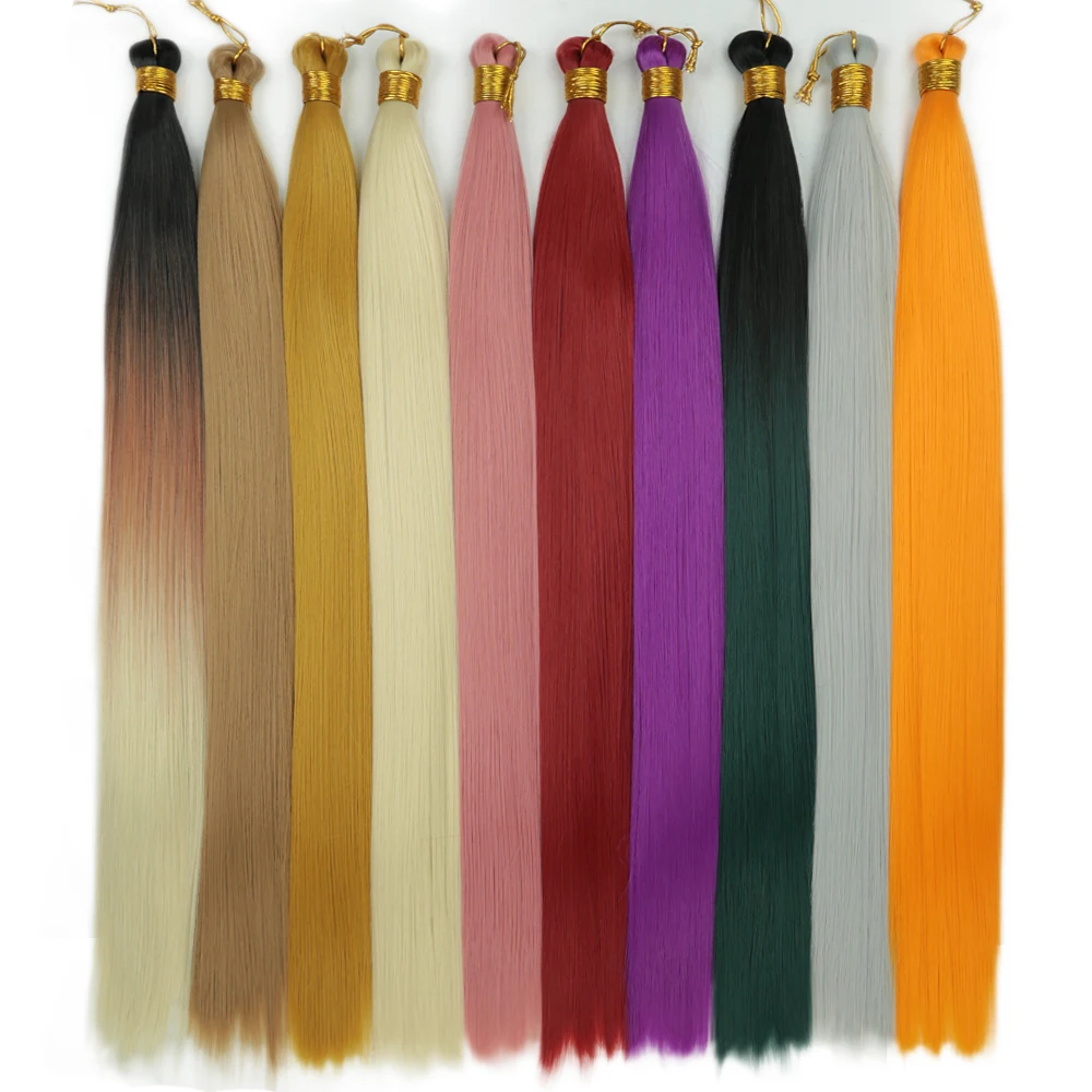 3PCS Synthetic Ariel Straight Pony Hair Bundles Crochet Braids Hair Braiding Hair Ombre Blonde Brown Crochet Hair Extensions 1