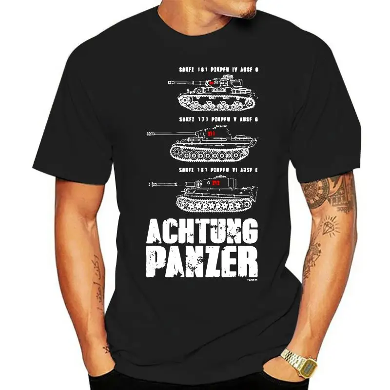 Custom Men Achtung Panzer World Of Tanks Tees T-Shirt Comoda Casual Short-Sleeved3