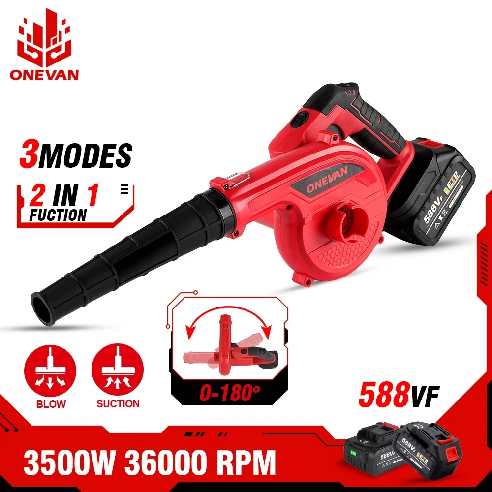 

ONEVAN 3500W Electric Air Blower Suction Leaf Computer Cordless Dust Cleaner Collector Power Tools For Makita 18V Battery