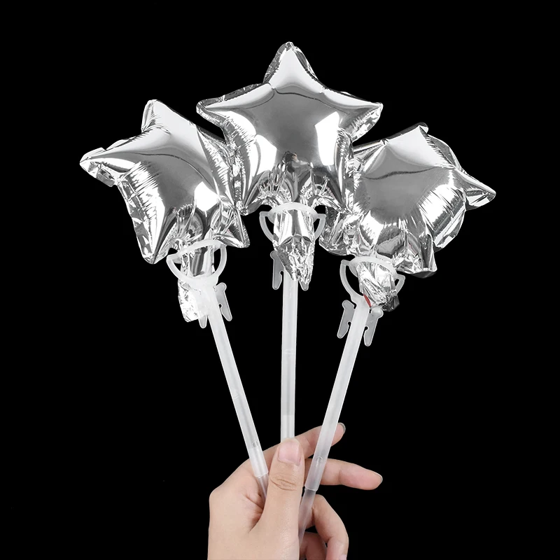 10pcs Mini Foil Balloons Holder Stick PVC Balloon Rods With Cup Wedding Kids Birthday Party Bobo Ballon Accessories Baby Shower