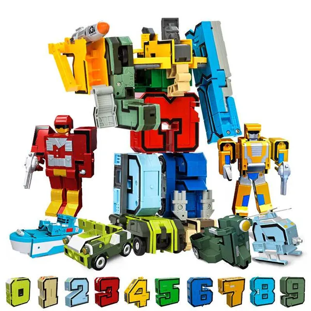 변환 번호 로봇 변형 피규어 10 개, 도시 DIY 크리에이티브 빌딩 블록 세트 친구 조립 어린이 장난감