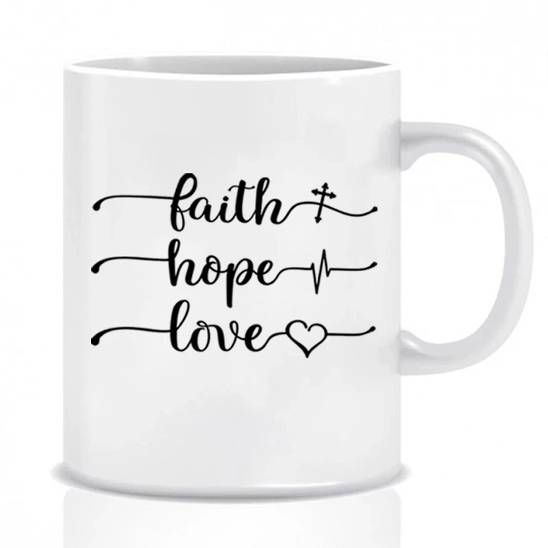 

Кофейные чашки Faith Hope Love, кофейные чашки с религиозными мотивами Библии, вдохновленные кофейными кружками, подарки с Иисусом, христианские подарки, Бог, властелин, посуда для напитков