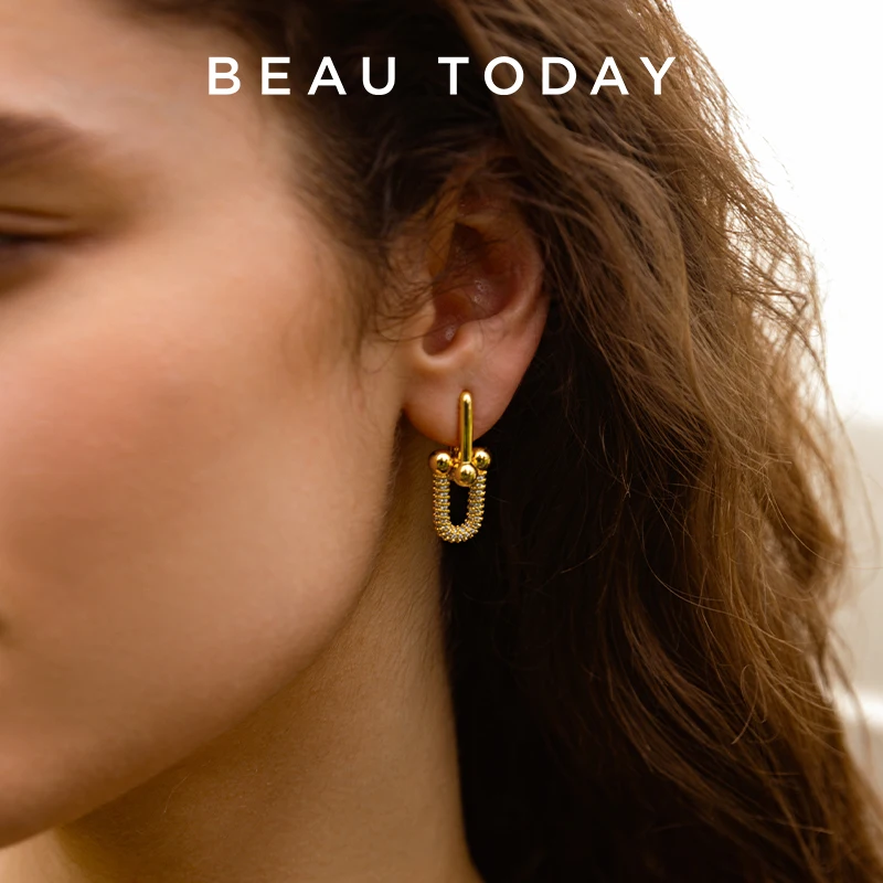 

Женские серьги BEAUTODAY из 18-каратного золота с металлическими гранулами и застежкой, Женские Ювелирные аксессуары ручной работы 93522