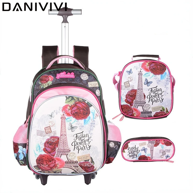 

High Capacity Student School Bag Rolling Backpack Kids Trolley Bag School Backpack Wheeled Bag Children Trolley Backpack Wheels