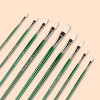 Single-support Paint Brush Flat-headed Pig Bristle Hair Water Gouache Oil Painting Pen Long Rod Art Students Color Art Supplies 1
