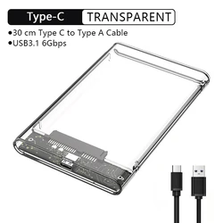 Transparent Type - C HDD Enclosure with USB 3.1 for 2.5 SSDs and Hard Drives (TM05 - transparent)