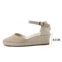 Espadrilles Wedge Flatform Women's Sandals Genuine Cow Suede Leather Sandals - Image 4
