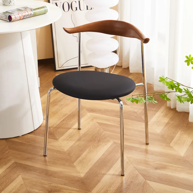 Nordic Luxury Cafe Chair Modern Simple Home Dining Chair Soft Bag Solid Wood Leather Loft Minimalist Home Furniture