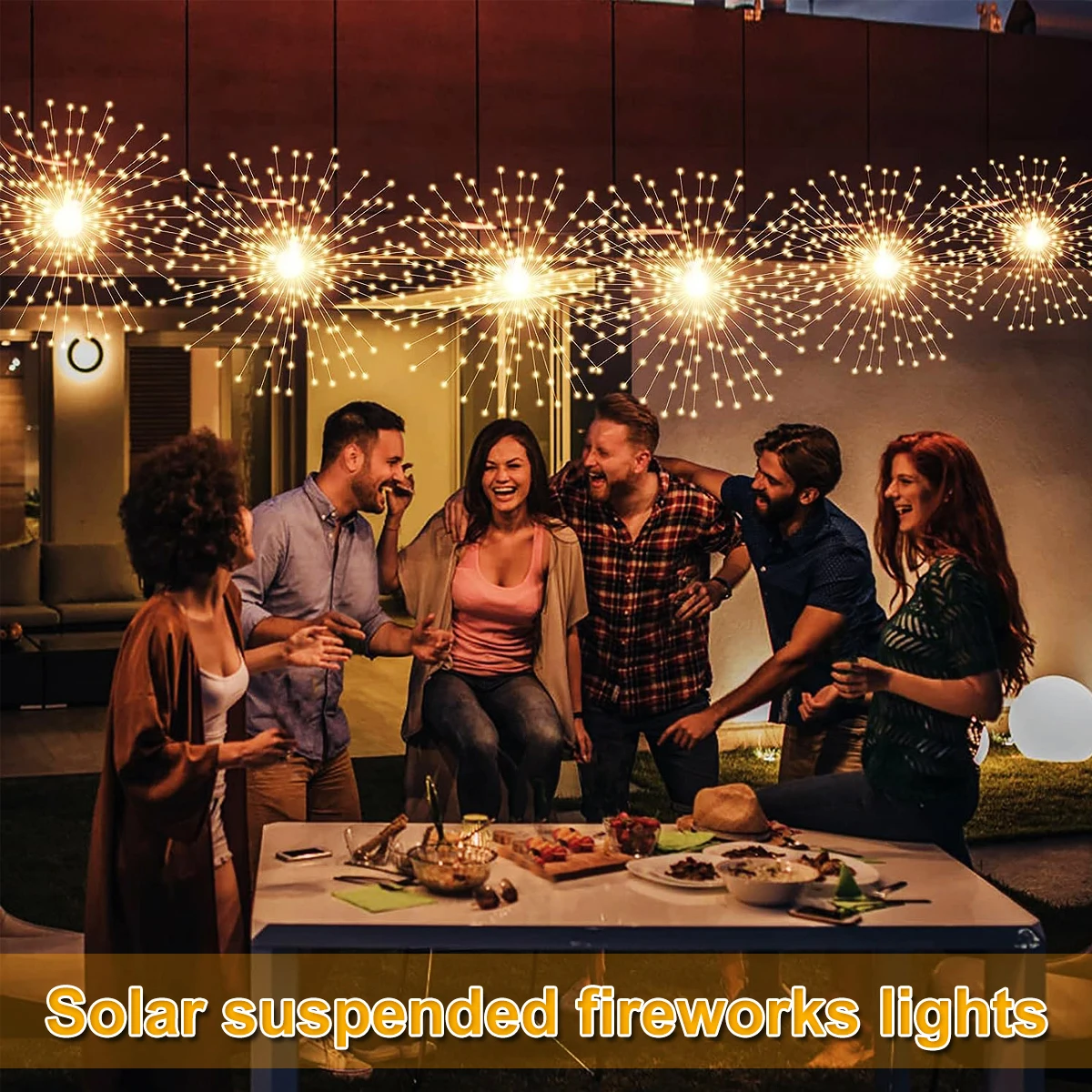 Solarbetriebene Feuerwerkslichter in Aktion