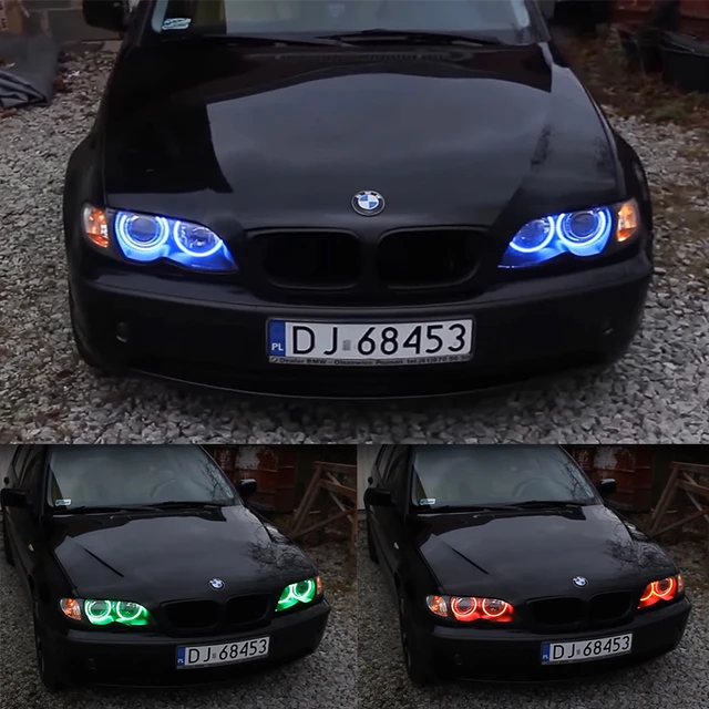 For BMW 3 Series E46 Compact 2001 2002 2003 2004 2005 16 colors RGB Angel  Eyes LED Halo Rings RF Wireless Control DRL - AliExpress